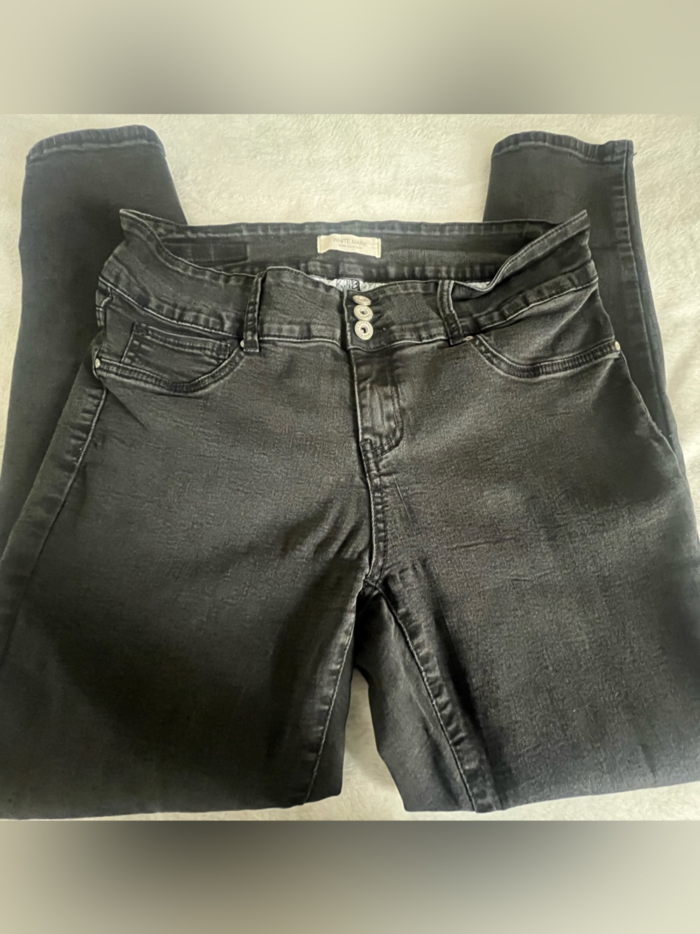 White Mark Denim Collection women’s plus size stretch skinny jeans size 16 black - Picture 3 of 9